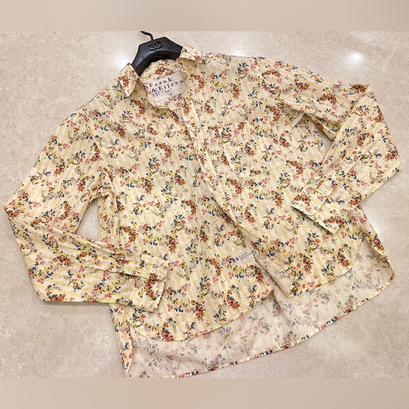 Frank & Eileen Silvio Floral Stripe Button-Up Shirt Size Small - Picture 3 of 12